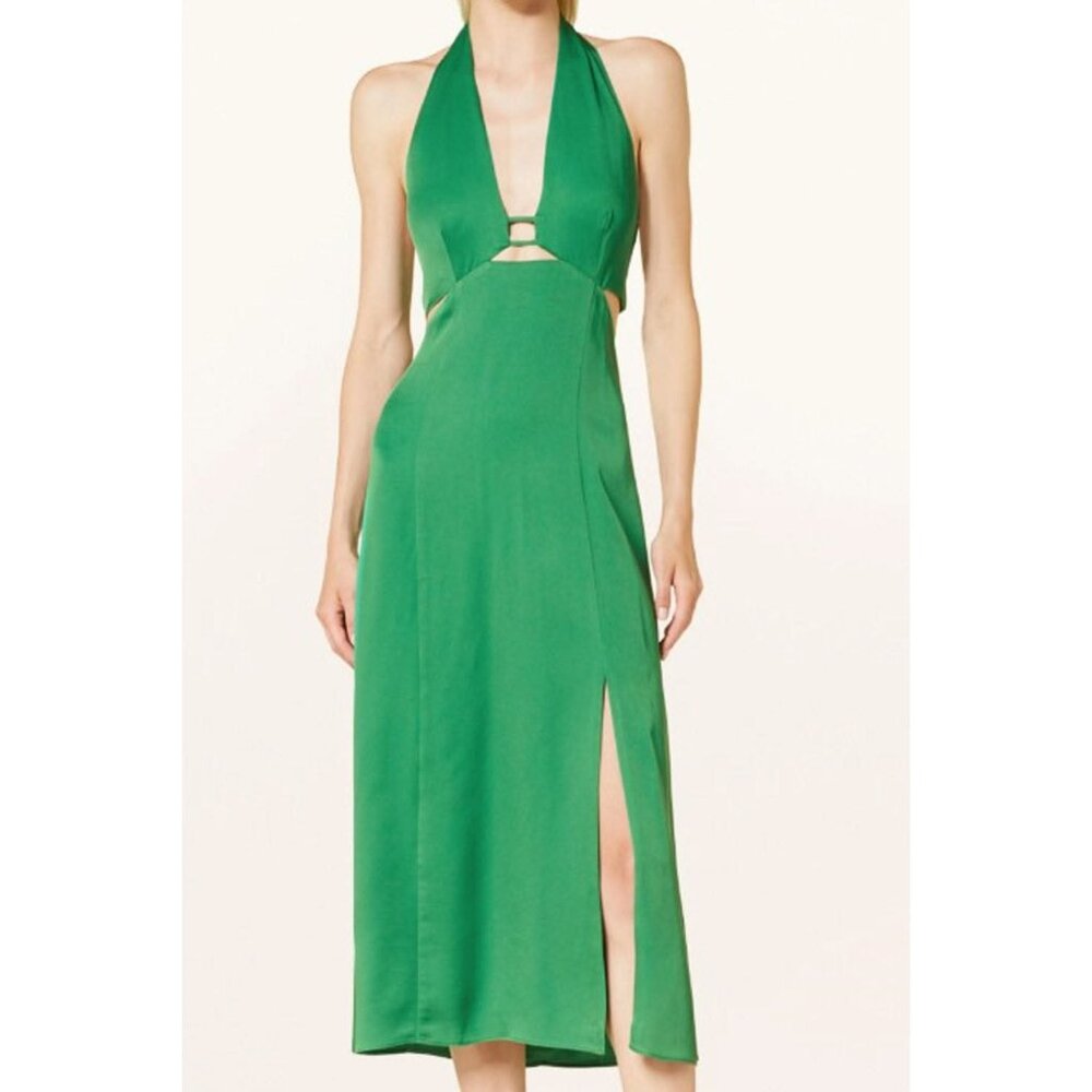 NWT Reiss Maia Green Cut Out Halter Midi Dress Tie Back Size 10 Wedding Guest